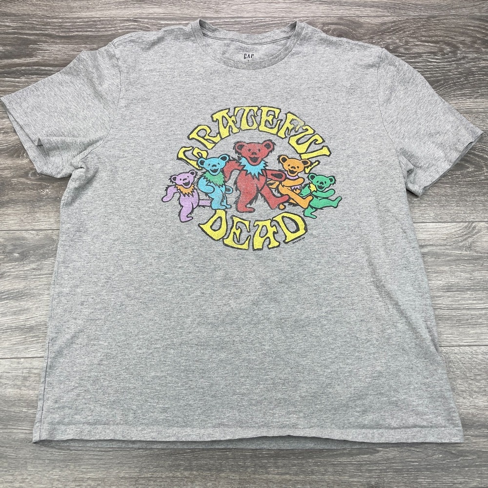 Grateful Dead Shirt Mens XL Gray Gap Dancing Bears Retro Deadheads Band Adults